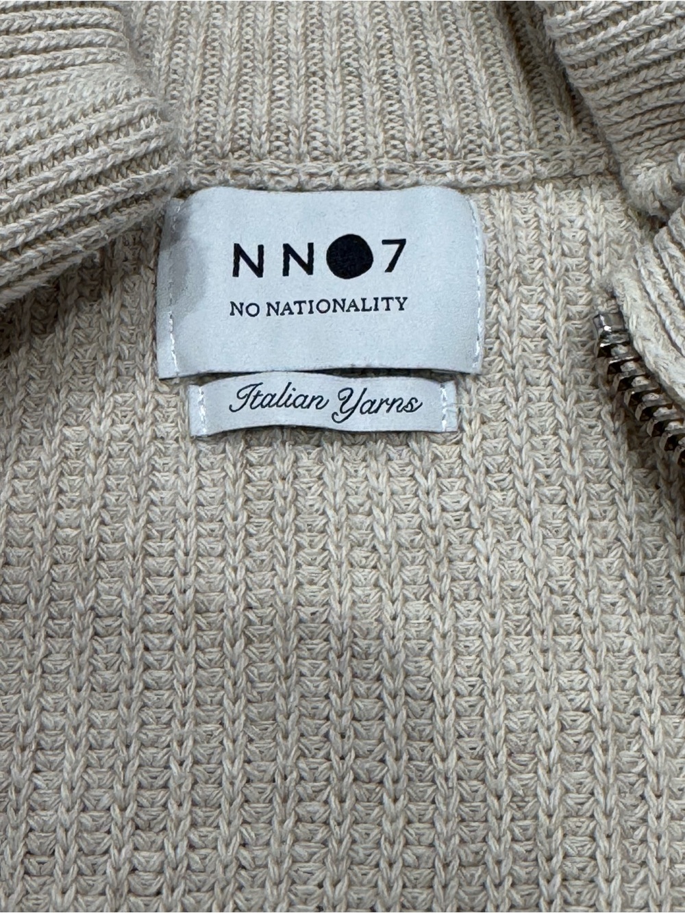 NN07 No Nationality Italian Yarns Knit Sweater - Cream Piet Zip 1190